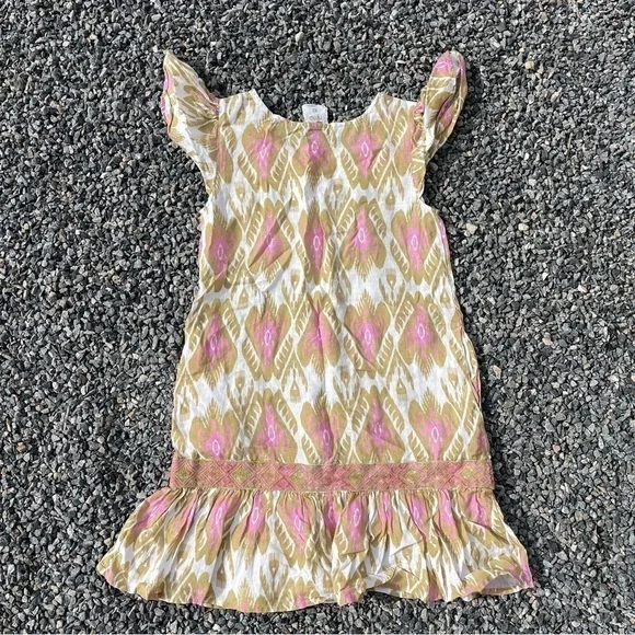 🥒 Nimo With Love Anthropologie Bouganvilla Linen Natural Print Mini Dress XS - Picture 6 of 10